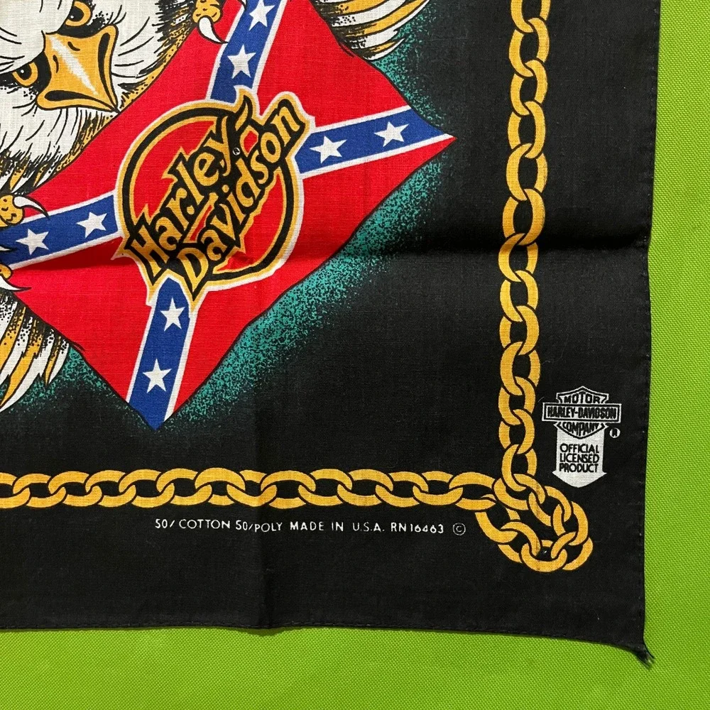 Vintage Harley-Davidson Bandana Eagle Southern Flag Biker Scarf Made in USA